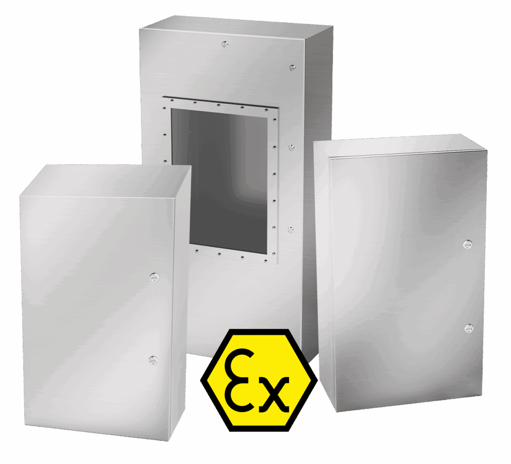 photo of 3 metal enclosures with atex rating