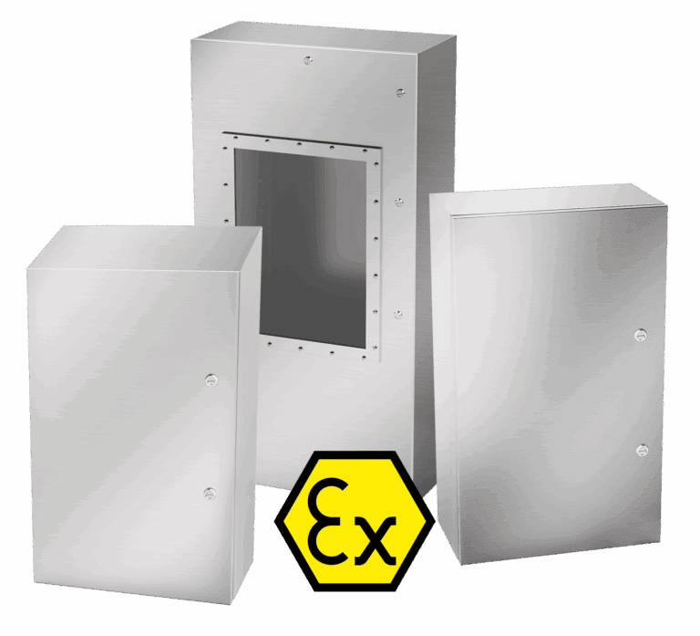 photo of 3 metal enclosures with atex rating